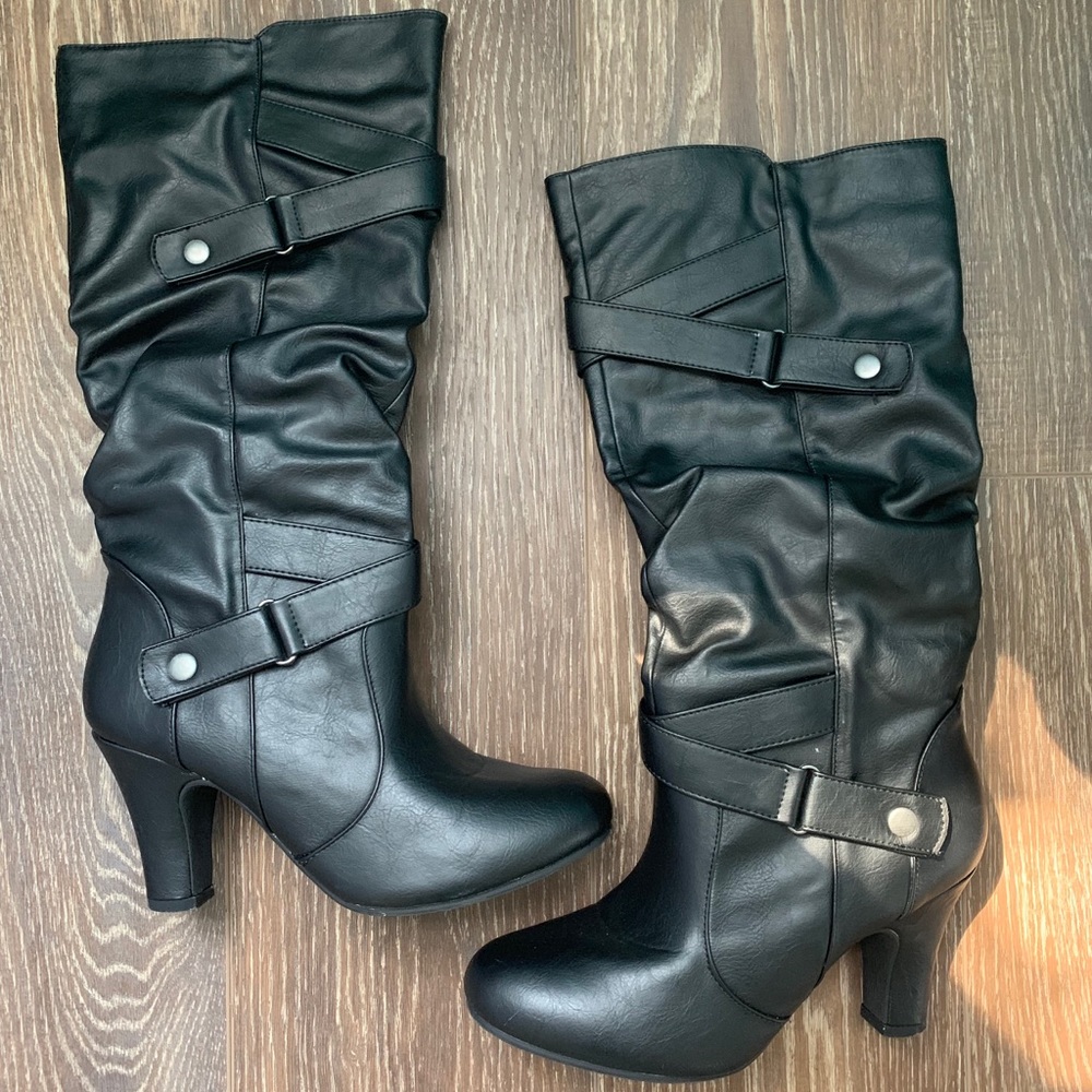 Madden Girl Black Slouch Heeled Boot